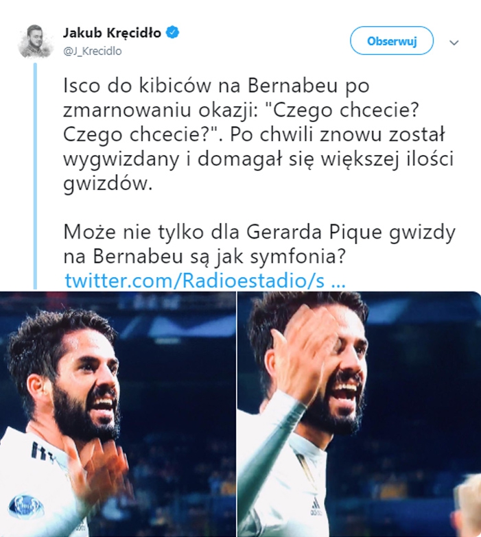 SŁOWA Isco do kibiców na Bernabeu... xD